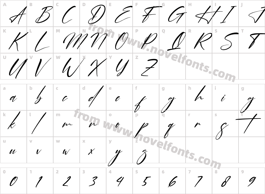 Blendstera ItalicCharacter Map