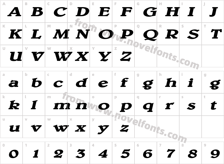 Blew Extended Bold ItalicCharacter Map