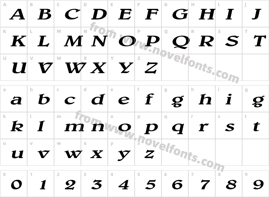 Blew Extended ItalicCharacter Map