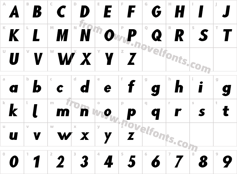 Blink Wide ObliqueCharacter Map