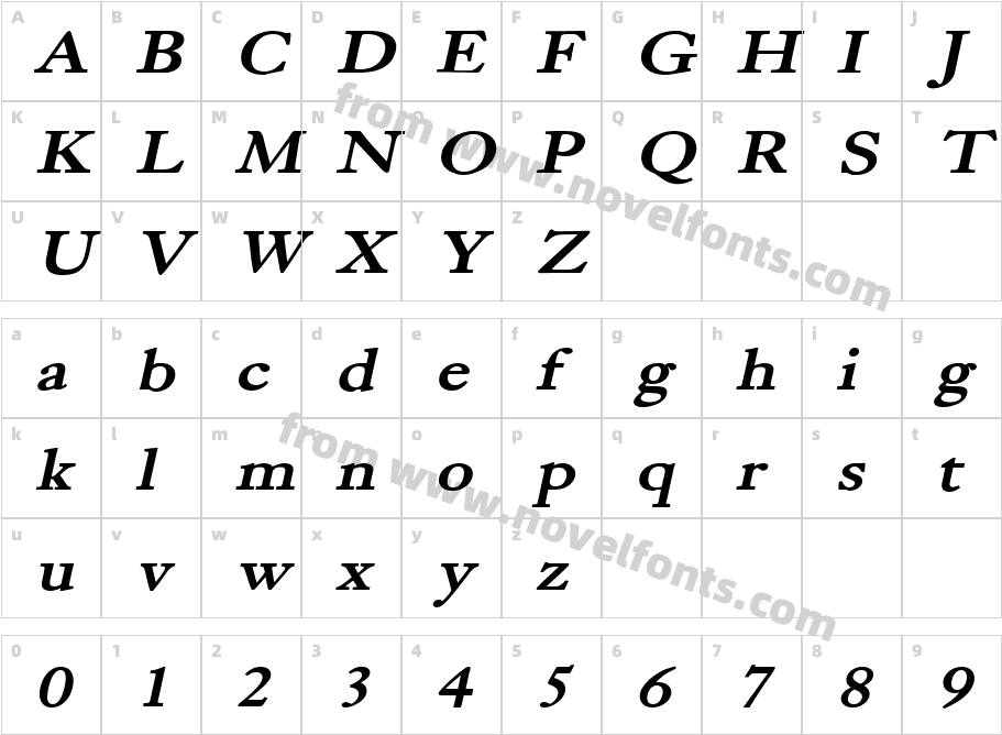 Bliss Wide Bold ItalicCharacter Map