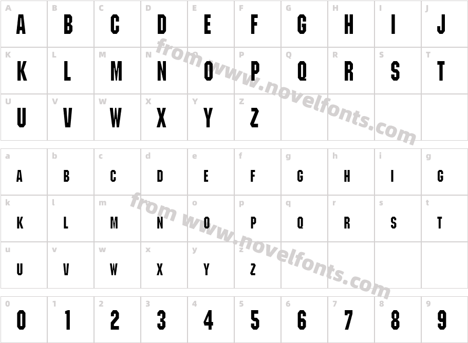 Block Condensed BoldCharacter Map