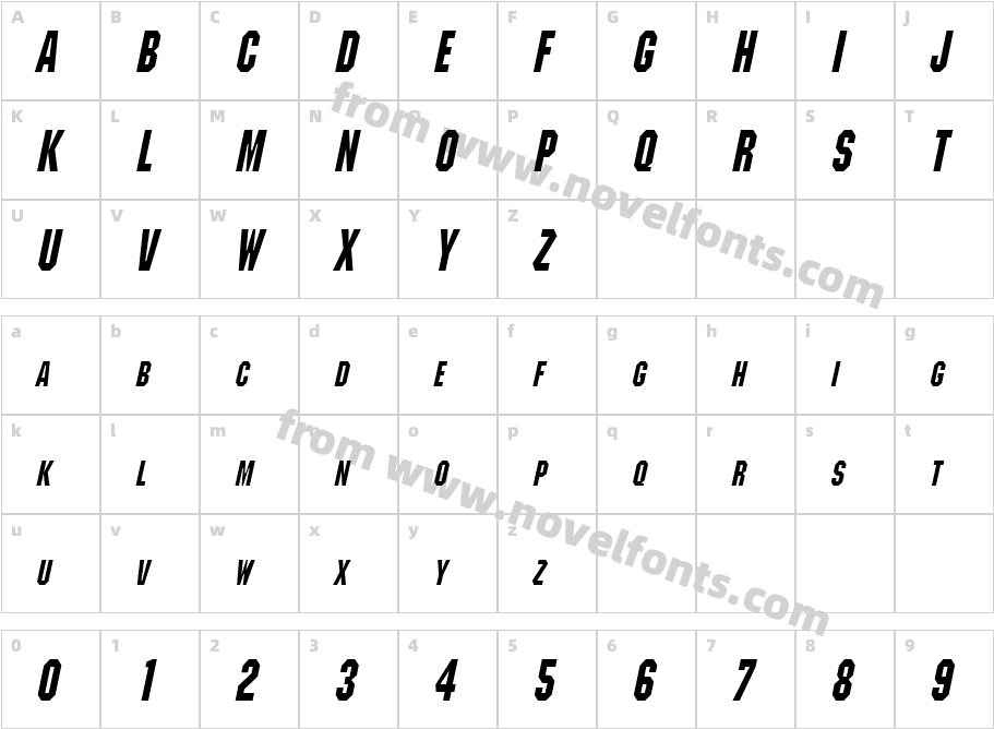 Block Condensed BoldItalicCharacter Map