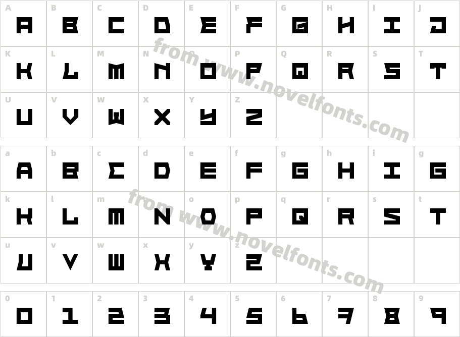 Block Face BoldCharacter Map