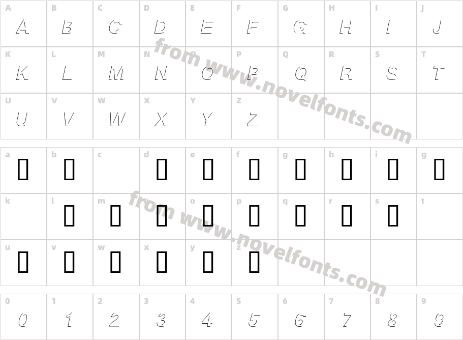 Block Shadow ItalicCharacter Map