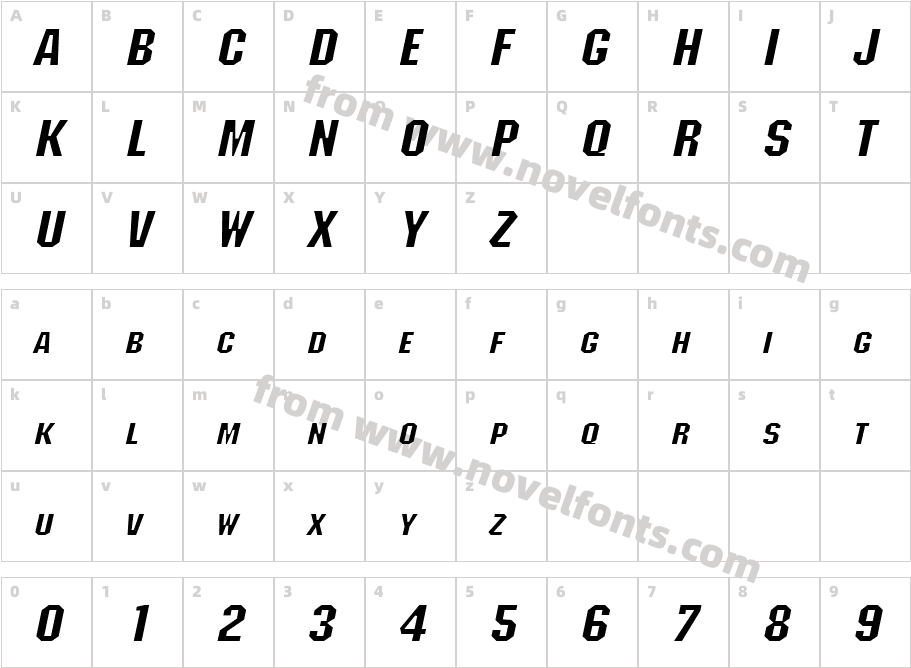 Block Wide ItalicCharacter Map