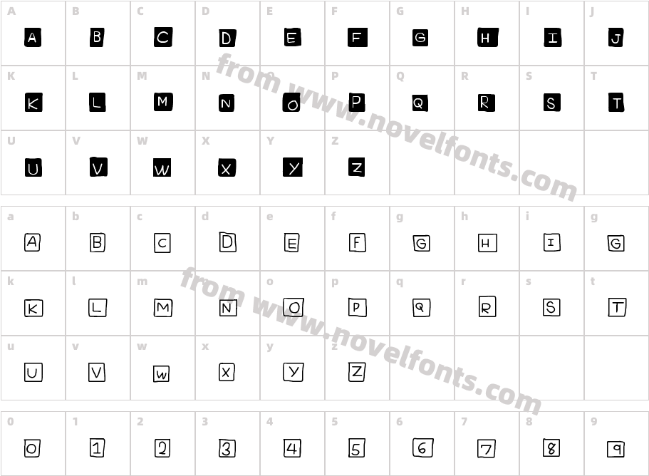 Blockway RegularCharacter Map