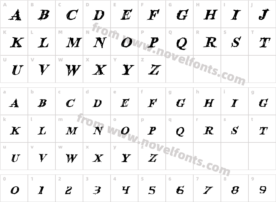 Blood Crow ItalicCharacter Map