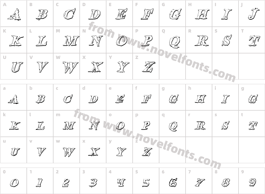 Blood Crow Shadow ItalicCharacter Map