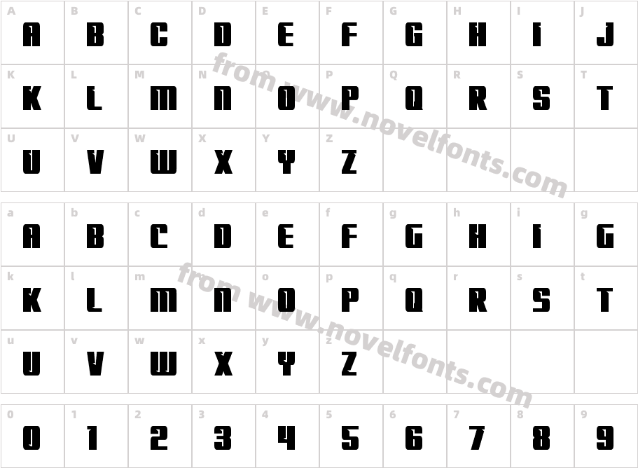 '89 Speed Affair CondensedCharacter Map