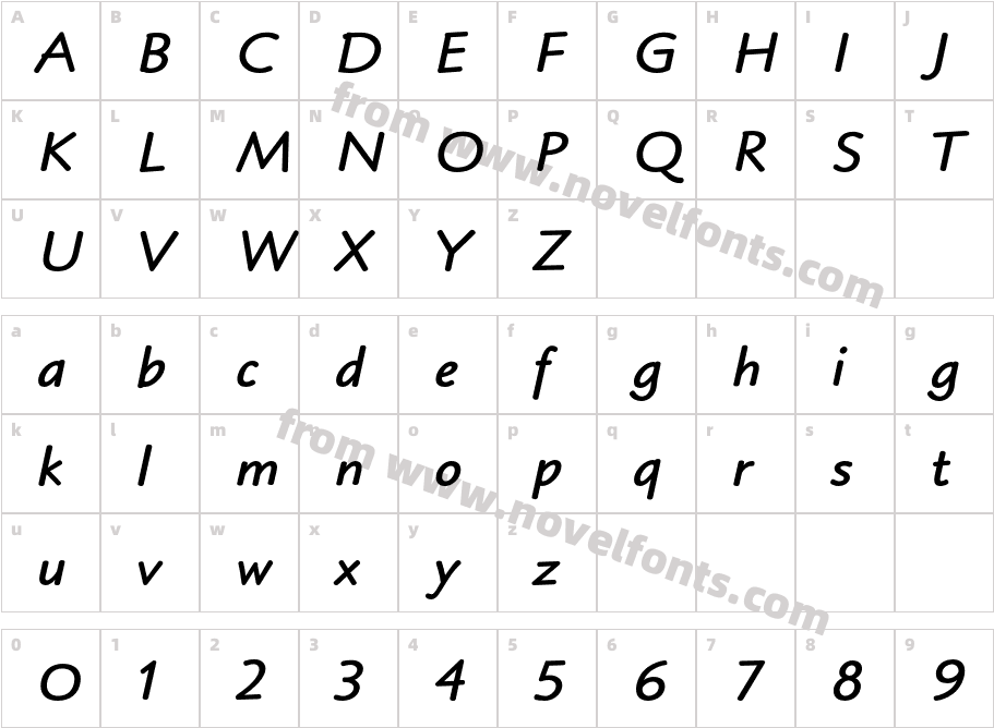 BlueprintMTStd-BoldItalicCharacter Map