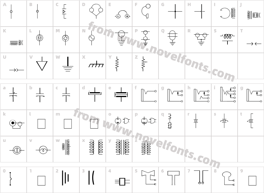 Carr Electronic DingbatsCharacter Map