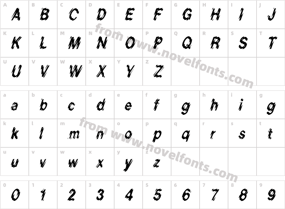 Blur-Condensed ItalicCharacter Map