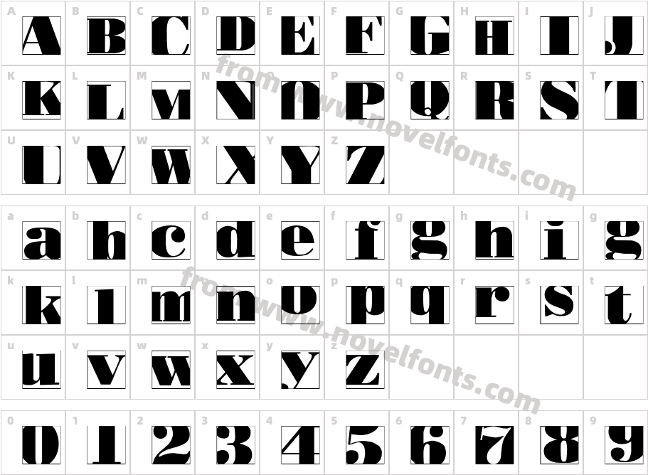 BodoblackSquaresInversCharacter Map