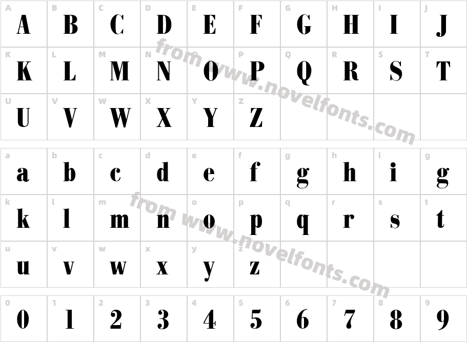 Bodoni BE Bold CondensedCharacter Map