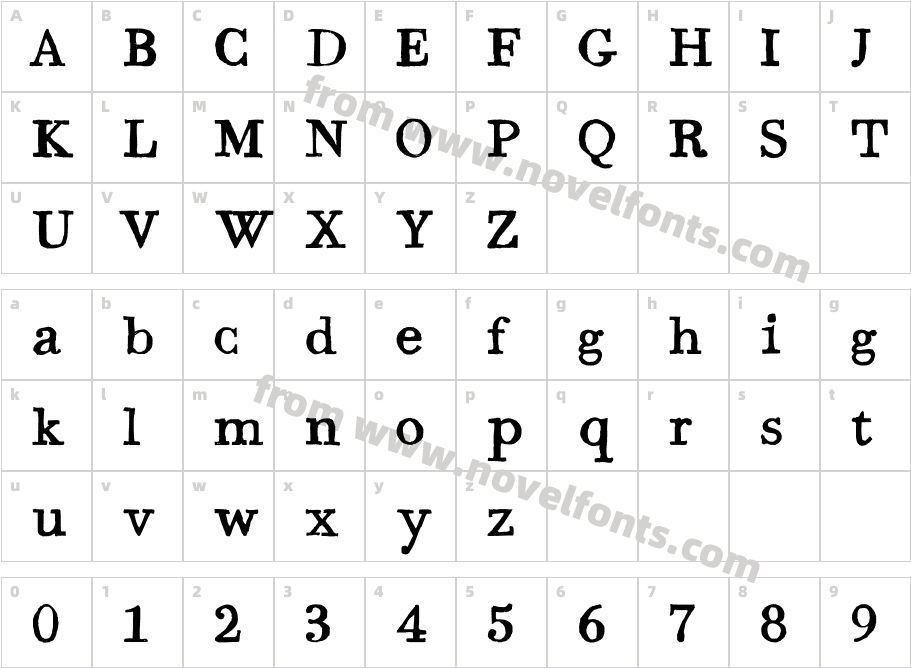 Bodoni HandCharacter Map