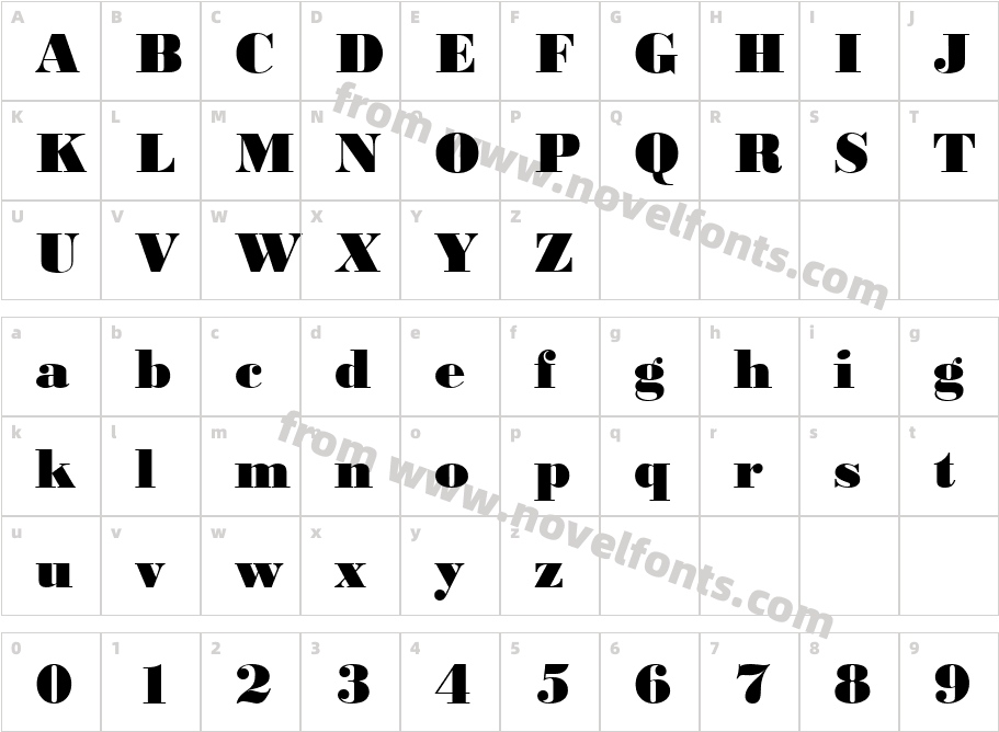 Bodoni MT BlackCharacter Map