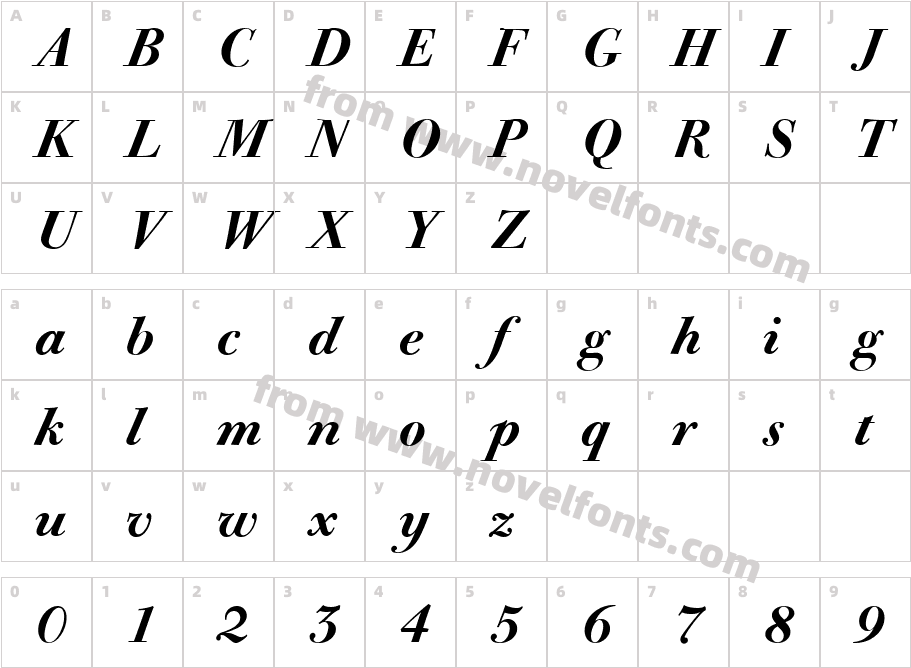 Bodoni Old Face BE Medium ItalicCharacter Map