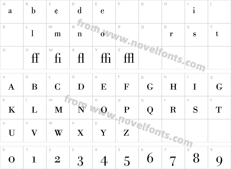 BodoniBE-LightExpCharacter Map