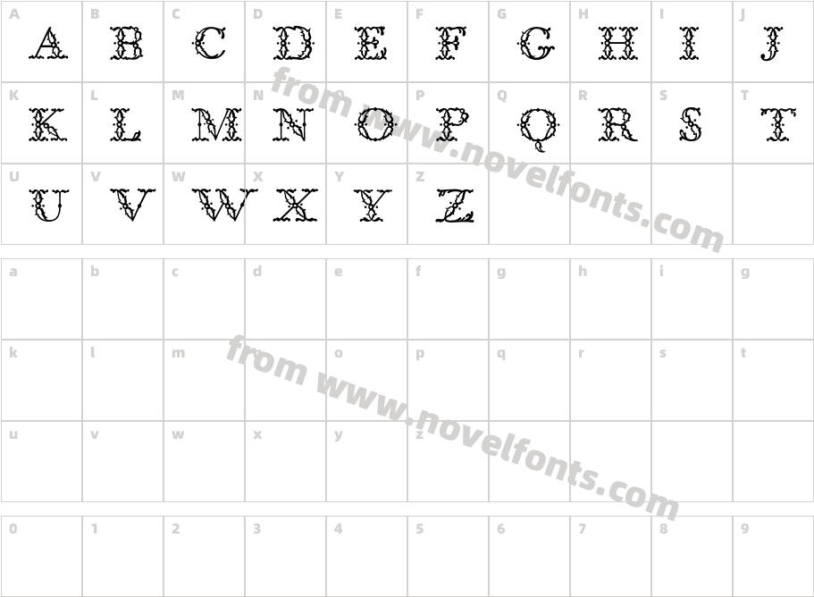 BodoniClassic-FloralInitialsCharacter Map