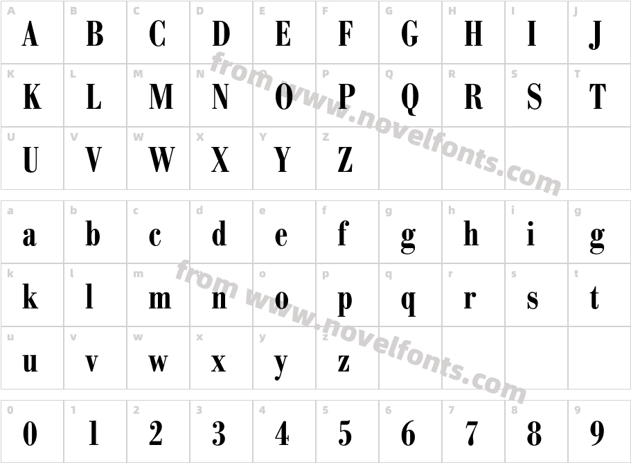 BodoniEF-DemiBoldCondCharacter Map