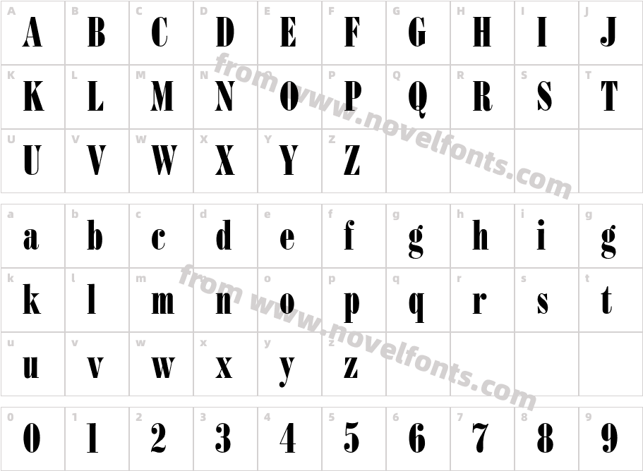 BodoniFB-BoldCompressedCharacter Map