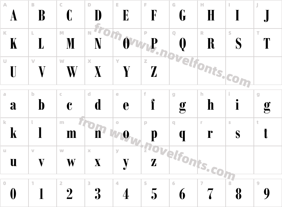 BodoniMTStd-BoldCondCharacter Map