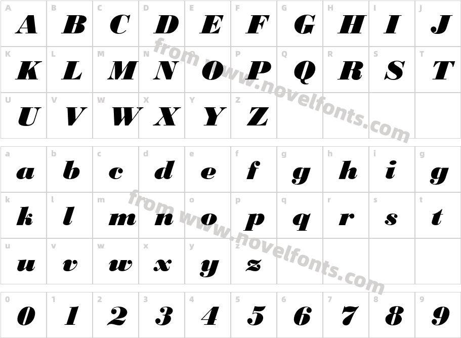 BodoniNo1EF-BlackItalicCharacter Map