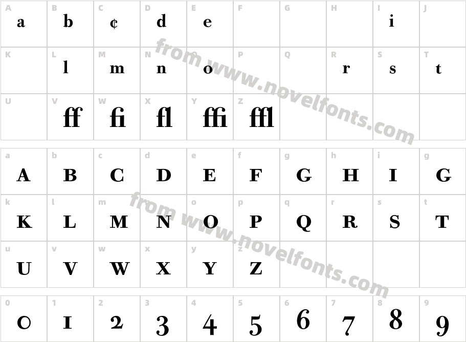 BodoniOldFaceBE-MediumExpCharacter Map