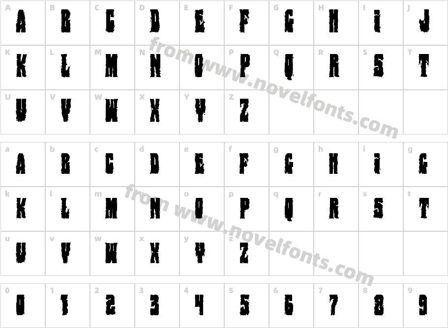 Bog Beast CondensedCharacter Map