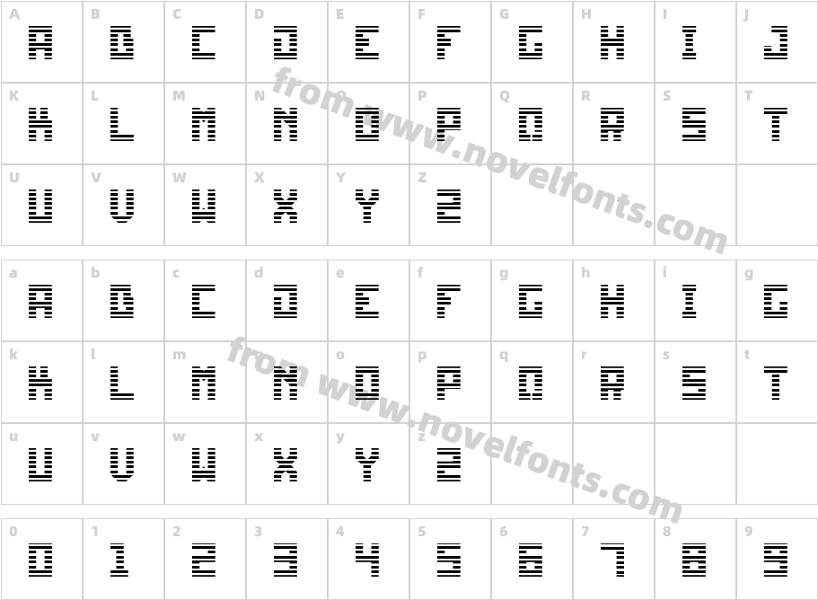 Bohlam Full StripesCharacter Map