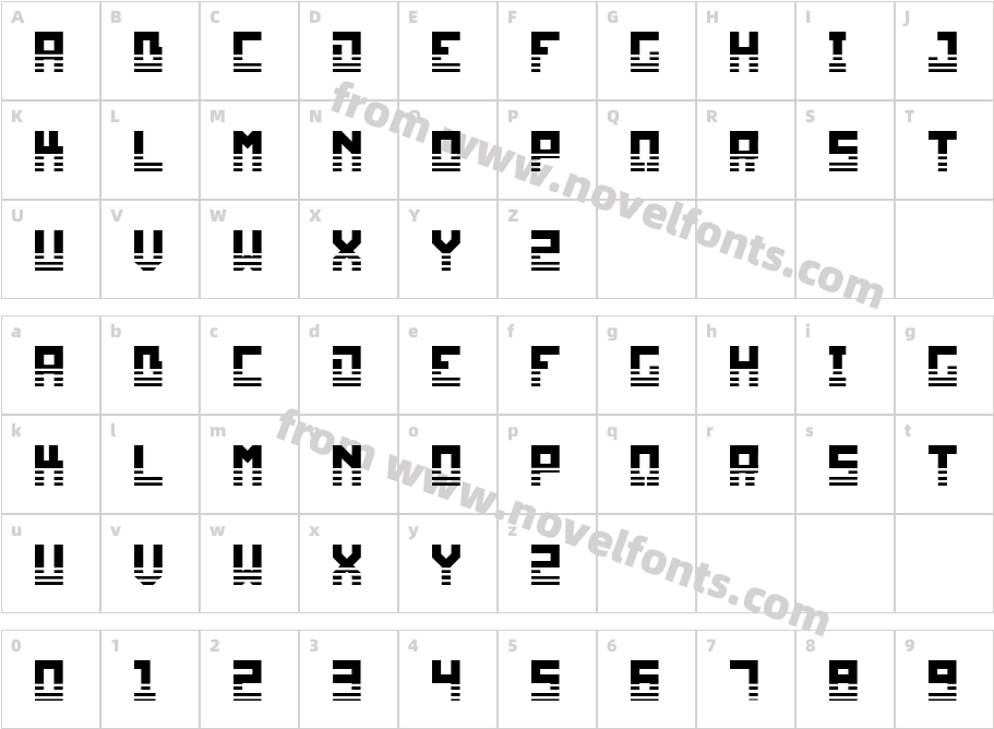 Bohlam Half StripesCharacter Map