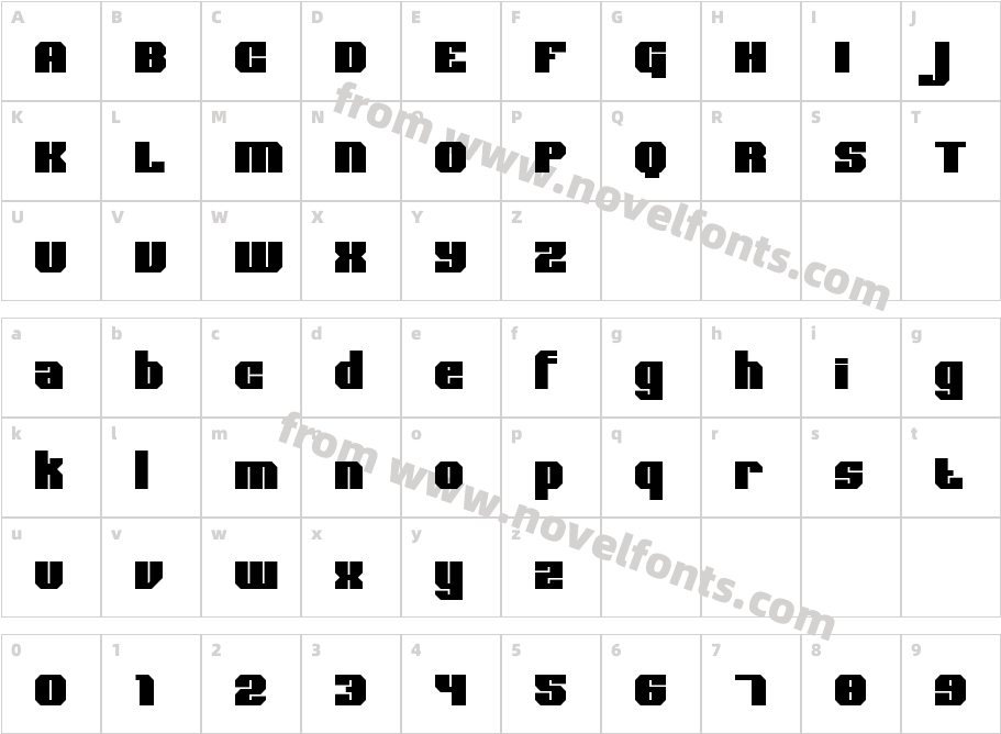 Bold Type RegularCharacter Map