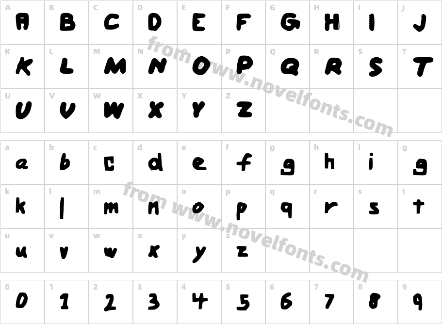 BoldHandwritingCharacter Map