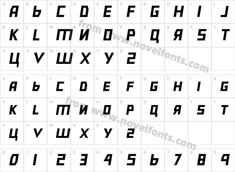 Bolshevik Light ObliqueCharacter Map