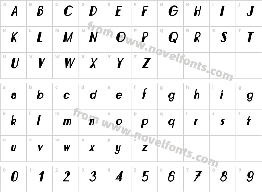 Bonafetti 2 ItalicCharacter Map