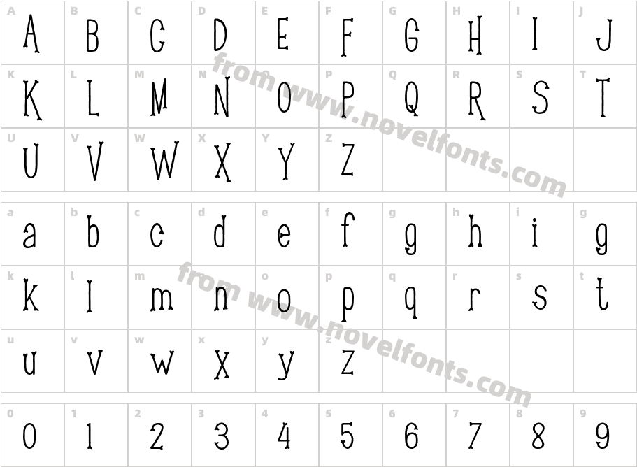 Bone Lock RegularCharacter Map