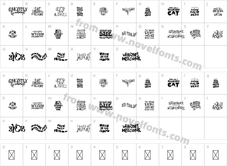 BooWordsRegularCharacter Map