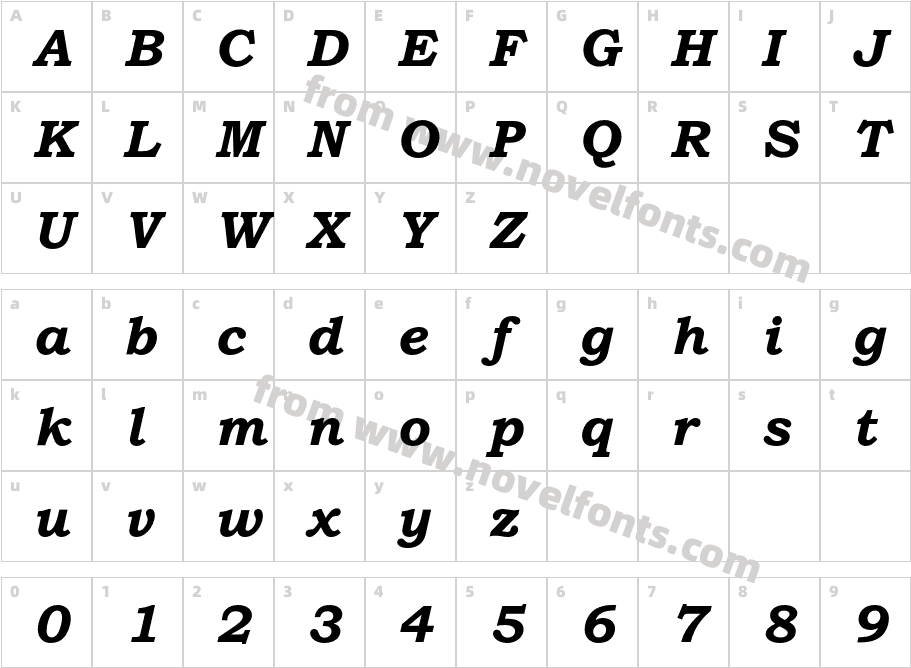 BookmanOldStyleStd-BoldItCharacter Map