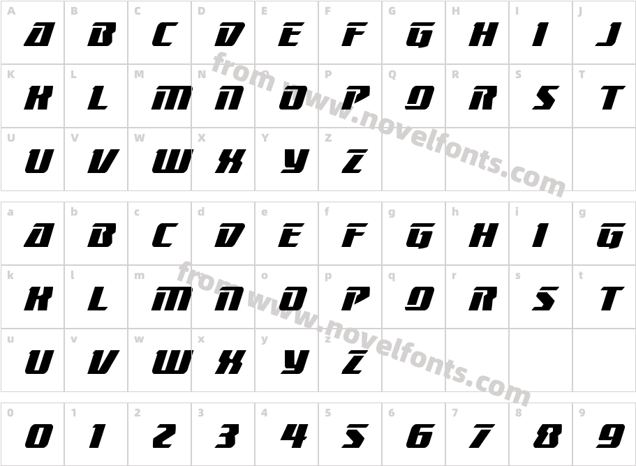 Boomhauer Super-ItalicCharacter Map