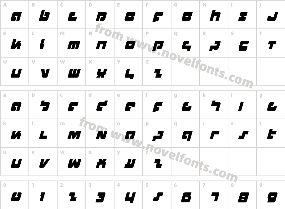 Boomstick Condensed ItalicCharacter Map