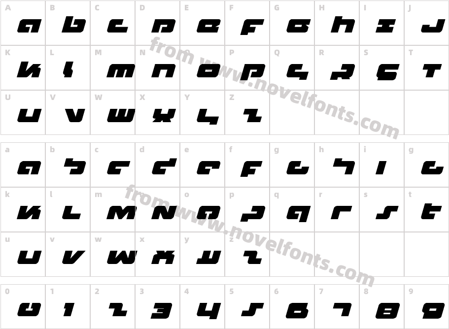 Boomstick Expanded ItalicCharacter Map