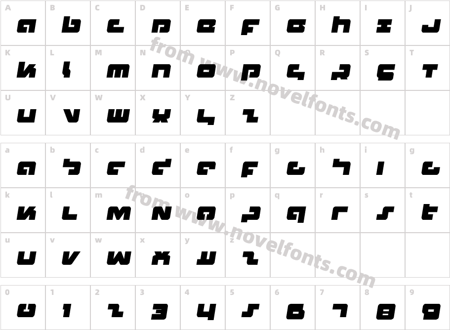 Boomstick Semi-ItalicCharacter Map