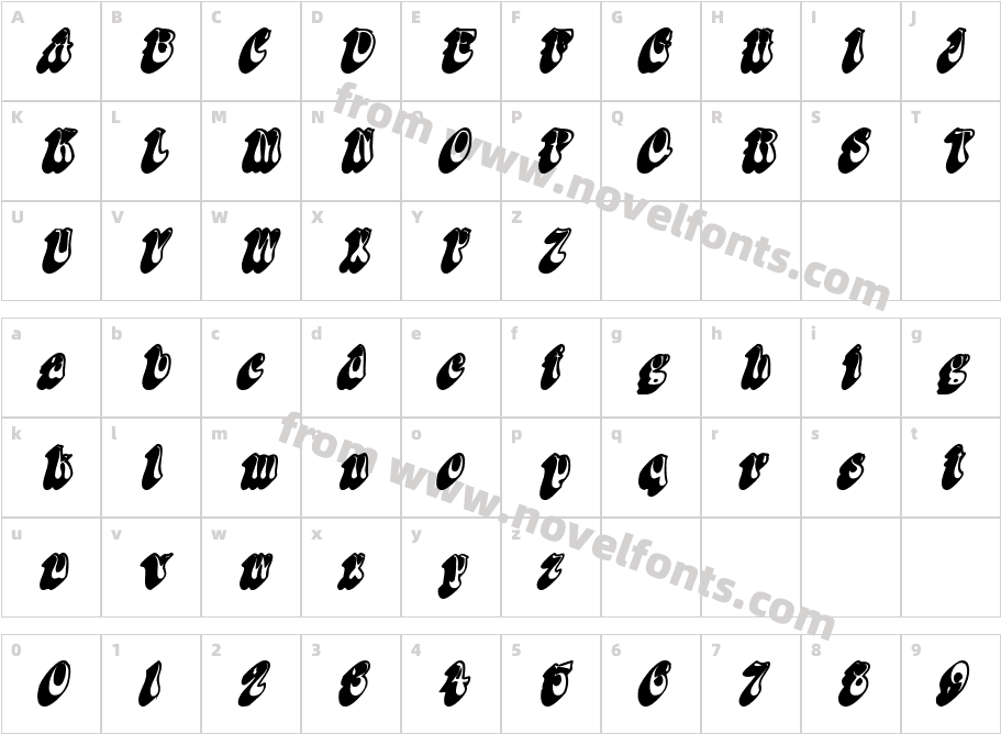 BoopShadow Bold ItalicCharacter Map