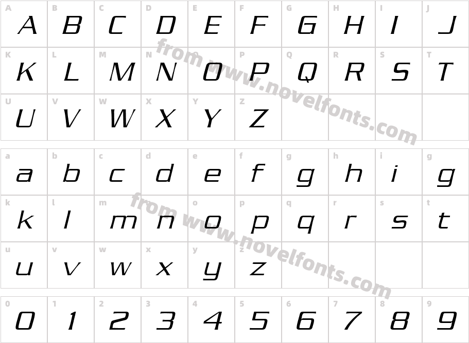 BoostLightSSK ItalicCharacter Map