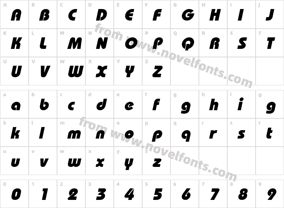 BordeauxBlack ItalicCharacter Map