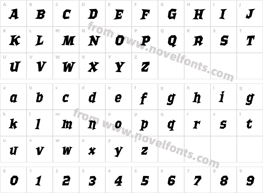 Bordello-BoldItalicCharacter Map