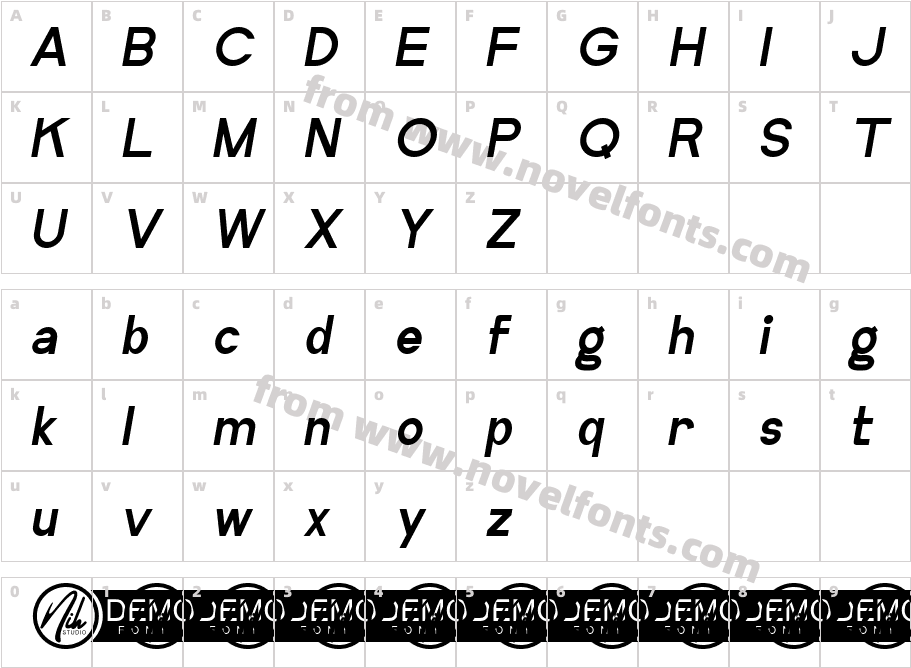 Boreland Demo ItalicCharacter Map