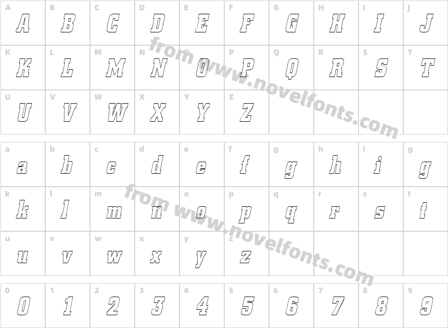 Borghs-Hollow-Condensed ItalicCharacter Map