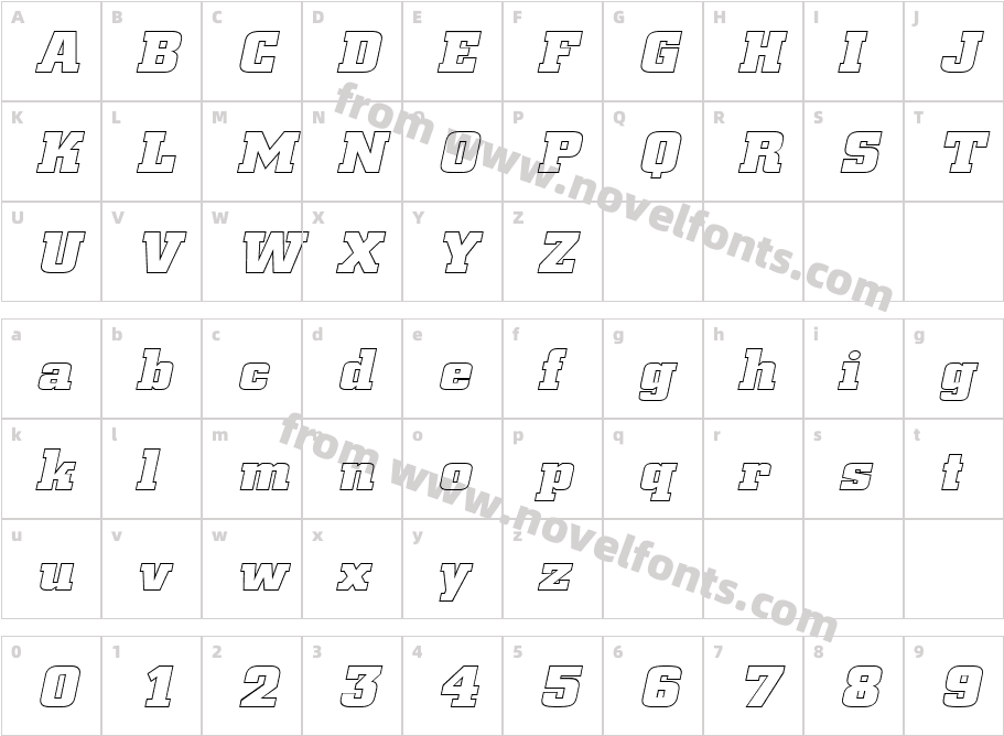 Borghs-Hollow-Extended ItalicCharacter Map